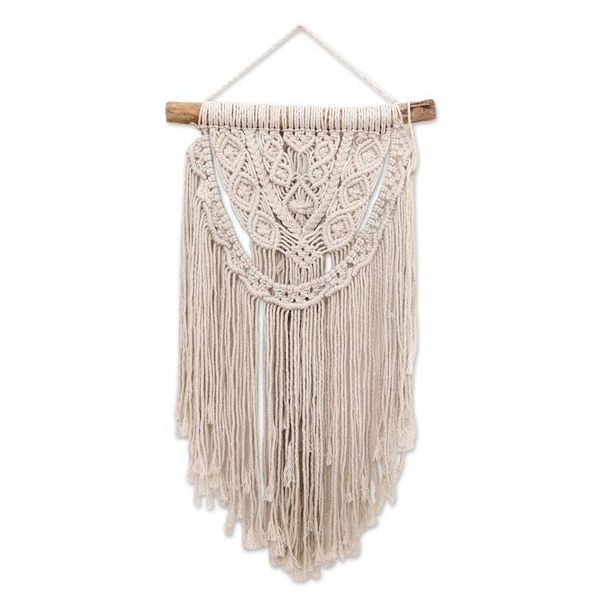 Alternate image for Handmade Cotton Wall Hanging with Fringe from Bali Tegalalang Knot