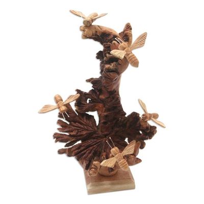 Alternate image for Jempinis Wood Honey Bee Statuette Honey Bees Buzzing