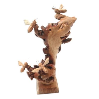 Alternate image for Jempinis Wood Honey Bee Statuette Honey Bees Buzzing