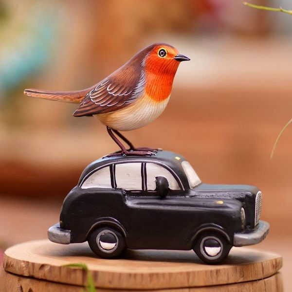 Alternate image for Suar Wood Bird Statuette with Automobile Motif Going Places