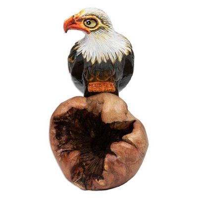 Alternate image for Hand-Carved and Painted Eagle-Themed Wood Sculpture Eagle Nature