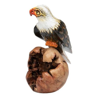 Alternate image for Hand-Carved and Painted Eagle-Themed Wood Sculpture Eagle Nature