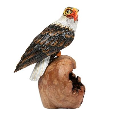 Alternate image for Hand-Carved and Painted Eagle-Themed Wood Sculpture Eagle Nature