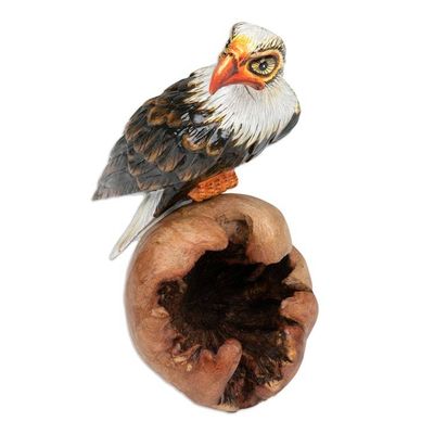 Alternate image for Hand-Carved and Painted Eagle-Themed Wood Sculpture Eagle Nature