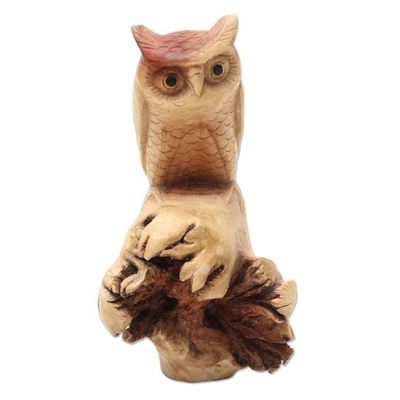 Alternate image for Hand Carved Wood Owl Sculpture Silent Owl