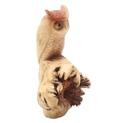 Alternate image for Hand Carved Wood Owl Sculpture Silent Owl