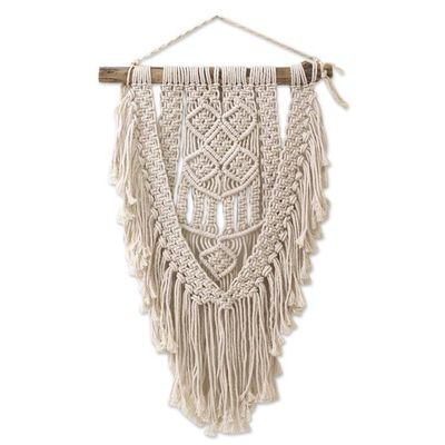 Alternate image for Macrame Cotton Wall Hanging in Ivory from Bali Dawn in Tegalalang