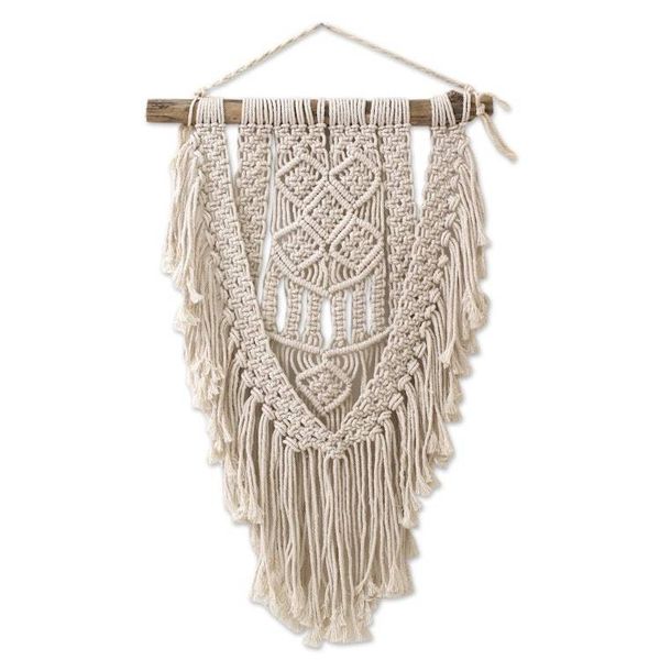 Alternate image for Macrame Cotton Wall Hanging in Ivory from Bali Dawn in Tegalalang
