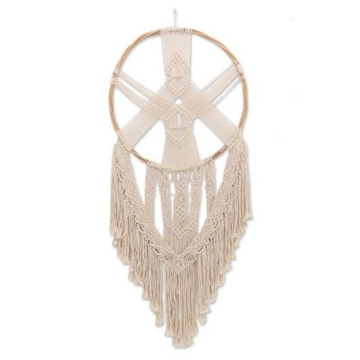 Alternate image for Round Hand-Knotted Cotton Wall Hanging from Bali Tegalalang Moonlight