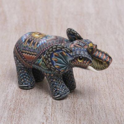 Alternate image for Handcrafted Polymer Clay Elephant Sculpture from Bali Vibrant Baby Elephant