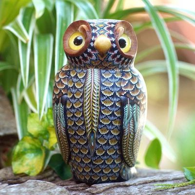 Alternate image for Colorful Polymer Clay Owl Sculpture 3.5 Inch from Bali Decorative Owl