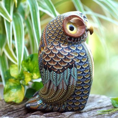 Alternate image for Colorful Polymer Clay Owl Sculpture 3.5 Inch from Bali Decorative Owl