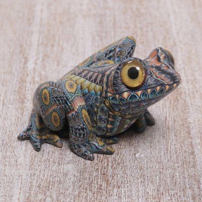 Alternate image for Colorful Polymer Clay Frog Sculpture 2.8 Inch from Bali Decorative Frog