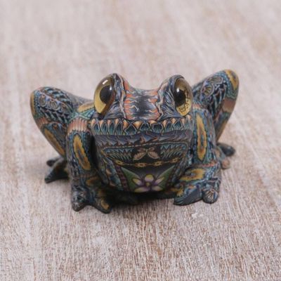 Alternate image for Colorful Polymer Clay Frog Sculpture 2.8 Inch from Bali Decorative Frog