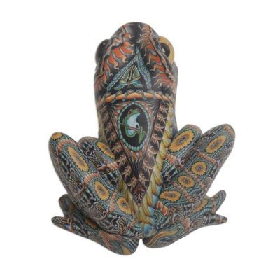 Alternate image for Colorful Polymer Clay Frog Sculpture 2.8 Inch from Bali Decorative Frog