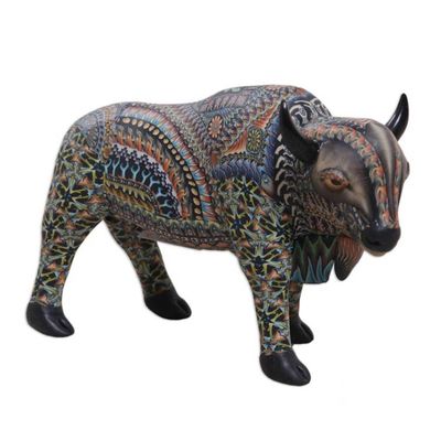 Alternate image for Handcrafted Polymer Clay Sculpture of a Bison from Bali Majestic Bison