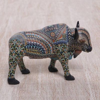 Alternate image for Handcrafted Polymer Clay Sculpture of a Bison from Bali Majestic Bison