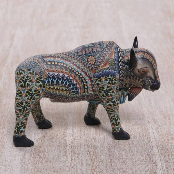 Alternate image for Handcrafted Polymer Clay Sculpture of a Bison from Bali Majestic Bison