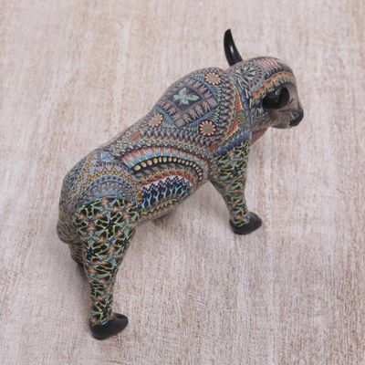 Alternate image for Handcrafted Polymer Clay Sculpture of a Bison from Bali Majestic Bison