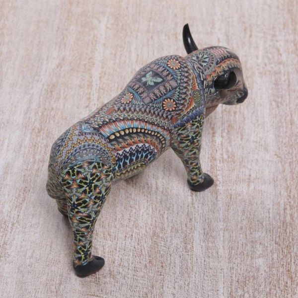 Alternate image for Handcrafted Polymer Clay Sculpture of a Bison from Bali Majestic Bison