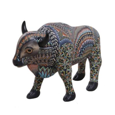 Alternate image for Handcrafted Polymer Clay Sculpture of a Bison from Bali Majestic Bison