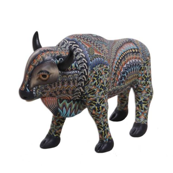 Alternate image for Handcrafted Polymer Clay Sculpture of a Bison from Bali Majestic Bison