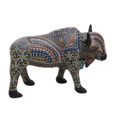 Alternate image for Handcrafted Polymer Clay Sculpture of a Bison from Bali Majestic Bison