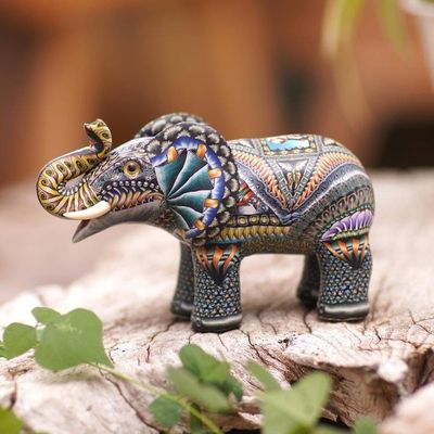 Primary image for Handmade Polymer Clay Elephant Sculpture from Bali Vibrant Elephant