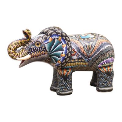 Alternate image for Handmade Polymer Clay Elephant Sculpture from Bali Vibrant Elephant
