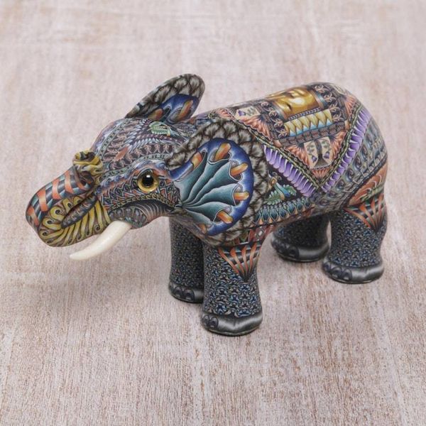 Alternate image for Handmade Polymer Clay Elephant Sculpture from Bali Vibrant Elephant