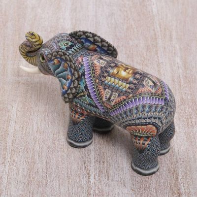 Alternate image for Handmade Polymer Clay Elephant Sculpture from Bali Vibrant Elephant