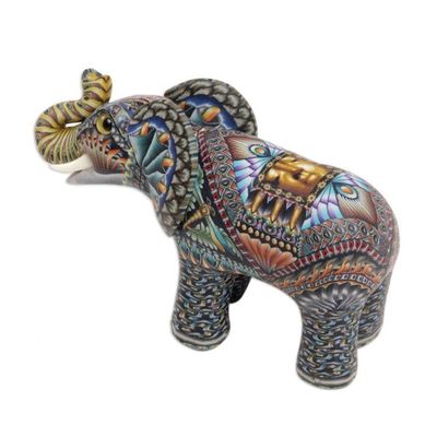 Alternate image for Handmade Polymer Clay Elephant Sculpture from Bali Vibrant Elephant