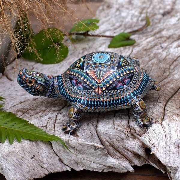 Alternate image for Colorful Polymer Clay Tortoise Sculpture 4.5 Inch Decorative Tortoise