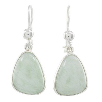 Alternate image for Handcrafted Sterling Silver Apple Green Jade Earrings Apple Green