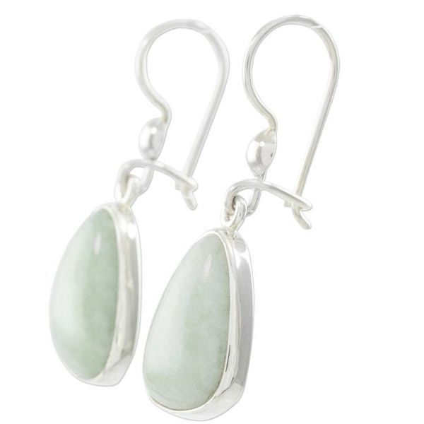 Alternate image for Handcrafted Sterling Silver Apple Green Jade Earrings Apple Green