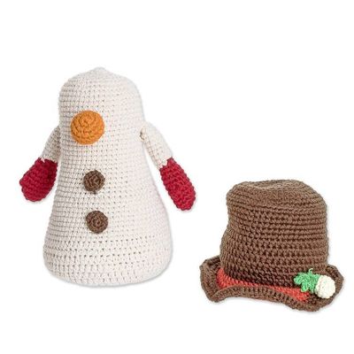 Alternate image for Crocheted Snowman Decorative Doll in a Colorful Palette Sweet Snow
