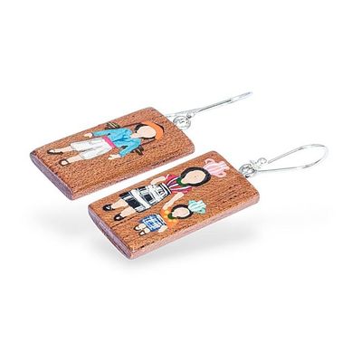 Alternate image for Guatemalan Family-Themed Hand-Painted Wood Dangle Earrings Patzun Family