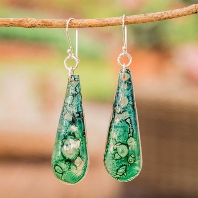 Alternate image for Eco-Friendly Recycled CD Dangle Earrings with Abstract Motif Divine Drop