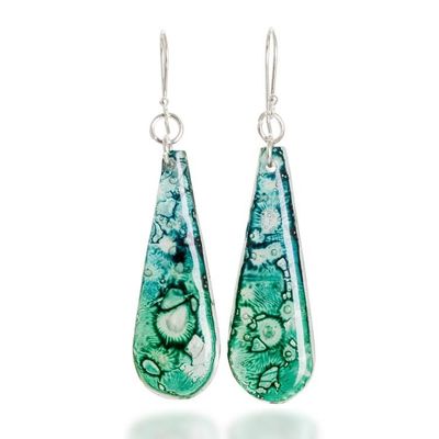 Alternate image for Eco-Friendly Recycled CD Dangle Earrings with Abstract Motif Divine Drop