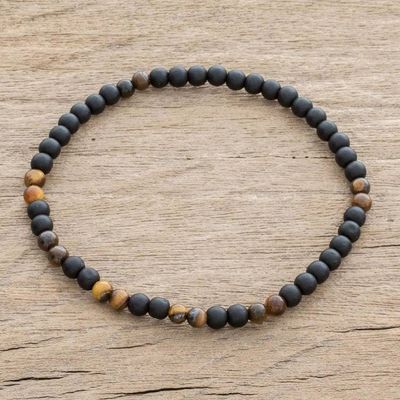 Alternate image for Mens Onyx and Tigers Eye Beaded Stretch Bracelet Impassioned
