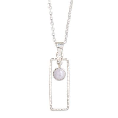 Alternate image for Sterling Silver Necklace with Rectangular Pendant and Jade Rectangle