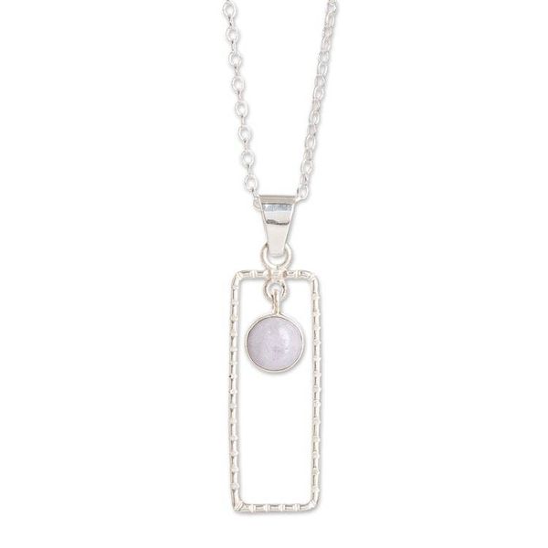 Alternate image for Sterling Silver Necklace with Rectangular Pendant and Jade Rectangle