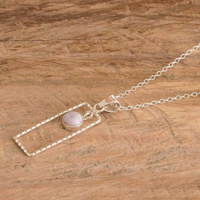 Alternate image for Sterling Silver Necklace with Rectangular Pendant and Jade Rectangle