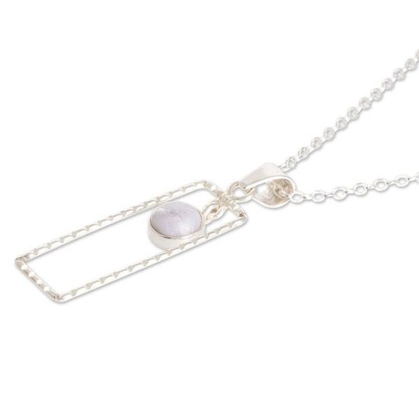 Alternate image for Sterling Silver Necklace with Rectangular Pendant and Jade Rectangle