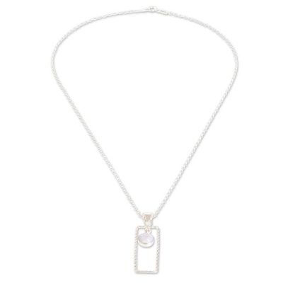 Alternate image for Sterling Silver Necklace with Rectangular Pendant and Jade Rectangle