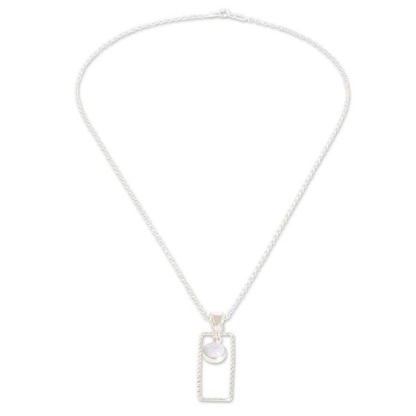Alternate image for Sterling Silver Necklace with Rectangular Pendant and Jade Rectangle