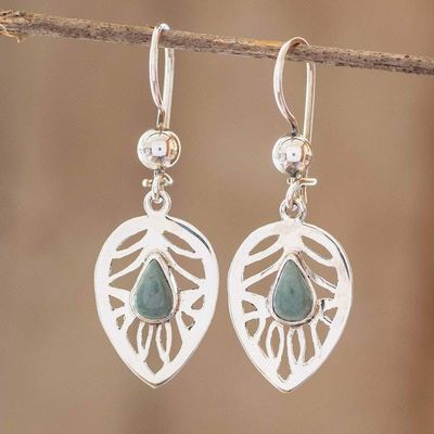 Alternate image for Handmade Jade Leaf Earrings Leaf Tear