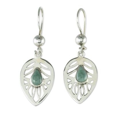Alternate image for Handmade Jade Leaf Earrings Leaf Tear