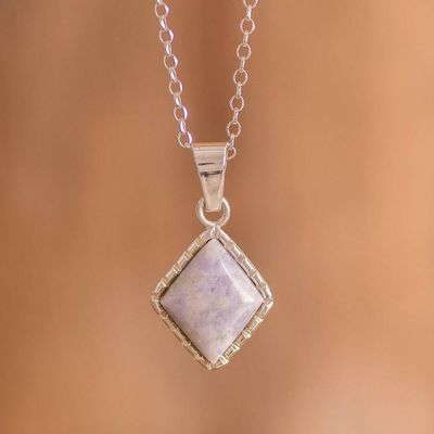 Primary image for Silver Necklace with Rhombus-Shaped Lavender Jade Pendant Rhombus in Lavender