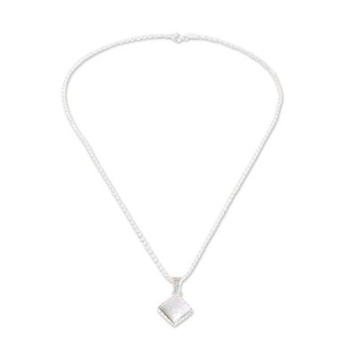 Alternate image for Silver Necklace with Rhombus-Shaped Lavender Jade Pendant Rhombus in Lavender